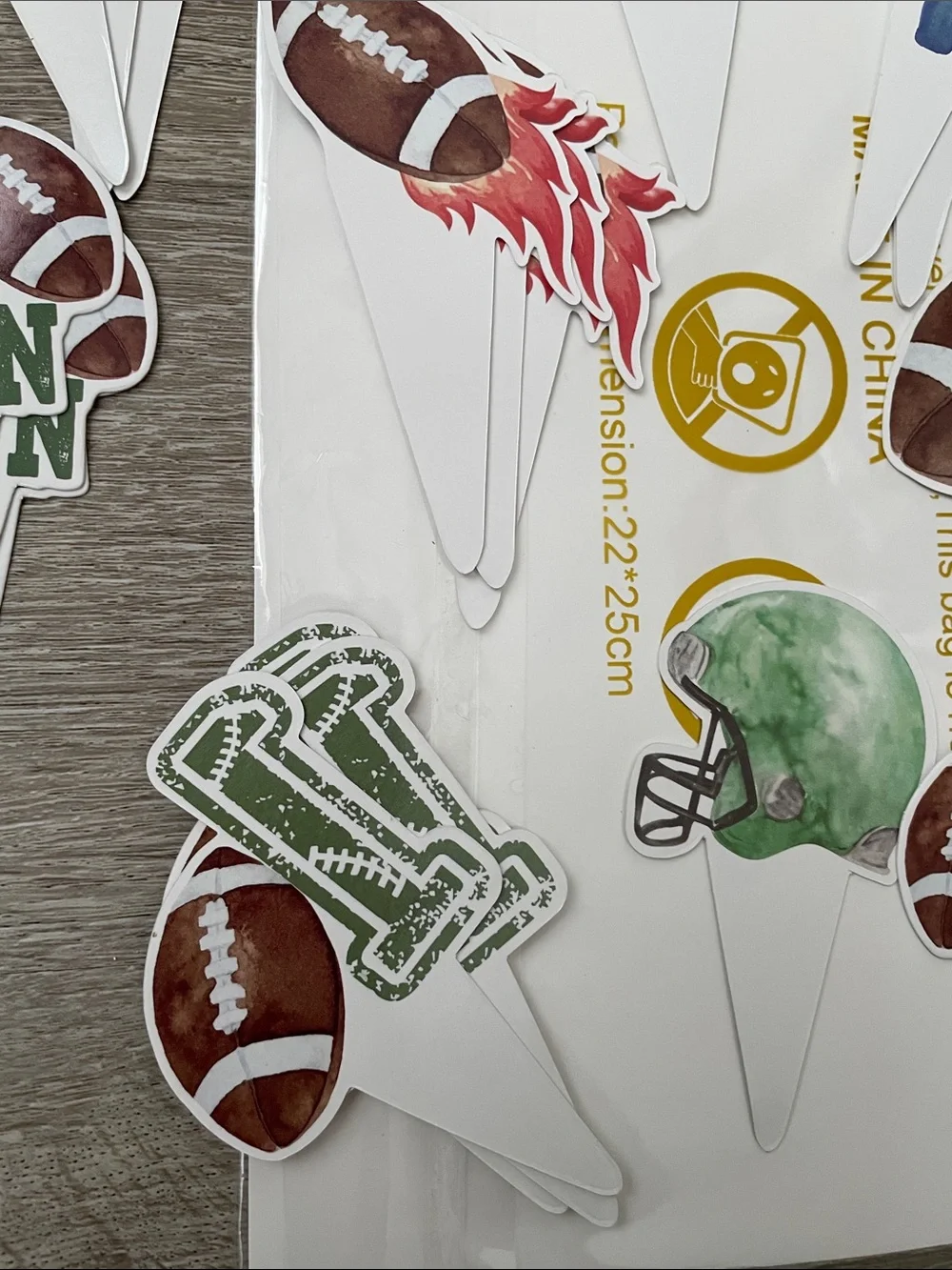 Football theme cupcake toppers 34 count